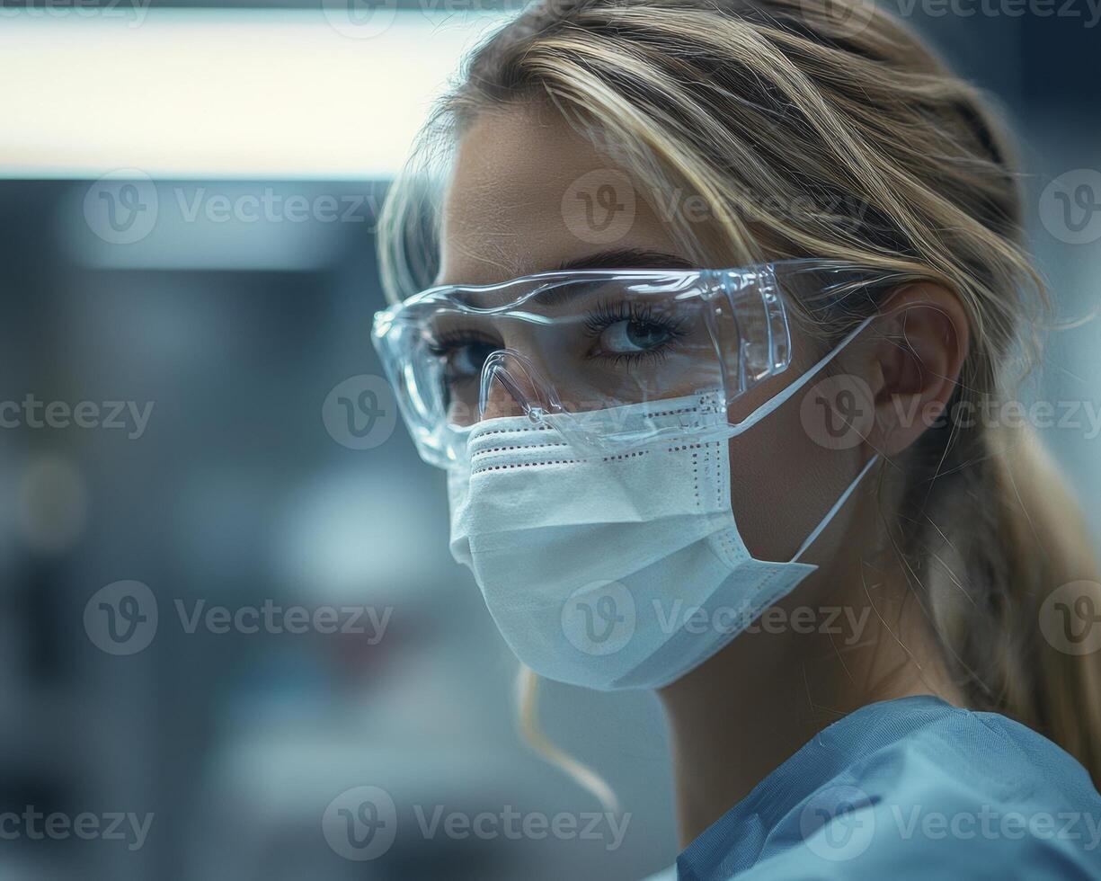 In a pristine dental setting, a focused dental assistant meticulously sterilizes instruments with cutting-edge ultraviolet sanitation devices Her commitment to hygiene and patient safety is evident photo