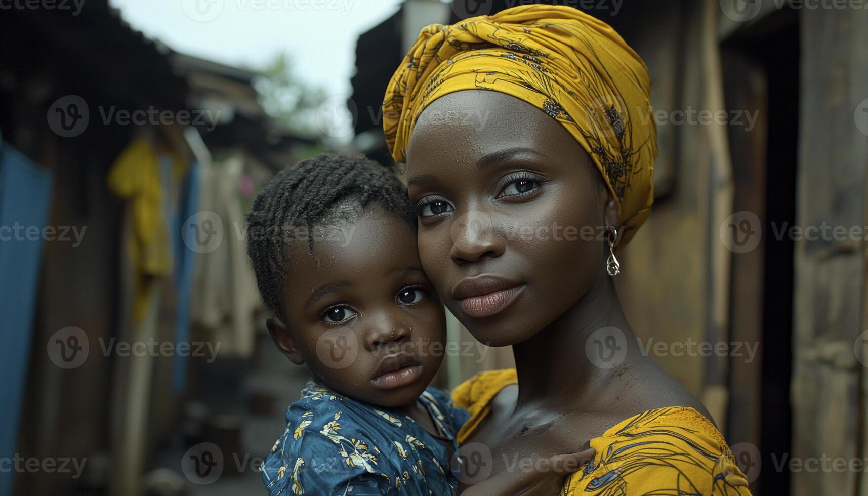 In the heart of Africa, a mother and child share a moment of profound relief, their eyes reflecting a newfound sense of peace The doctor's words have eased their worries, fostering a bond built on photo