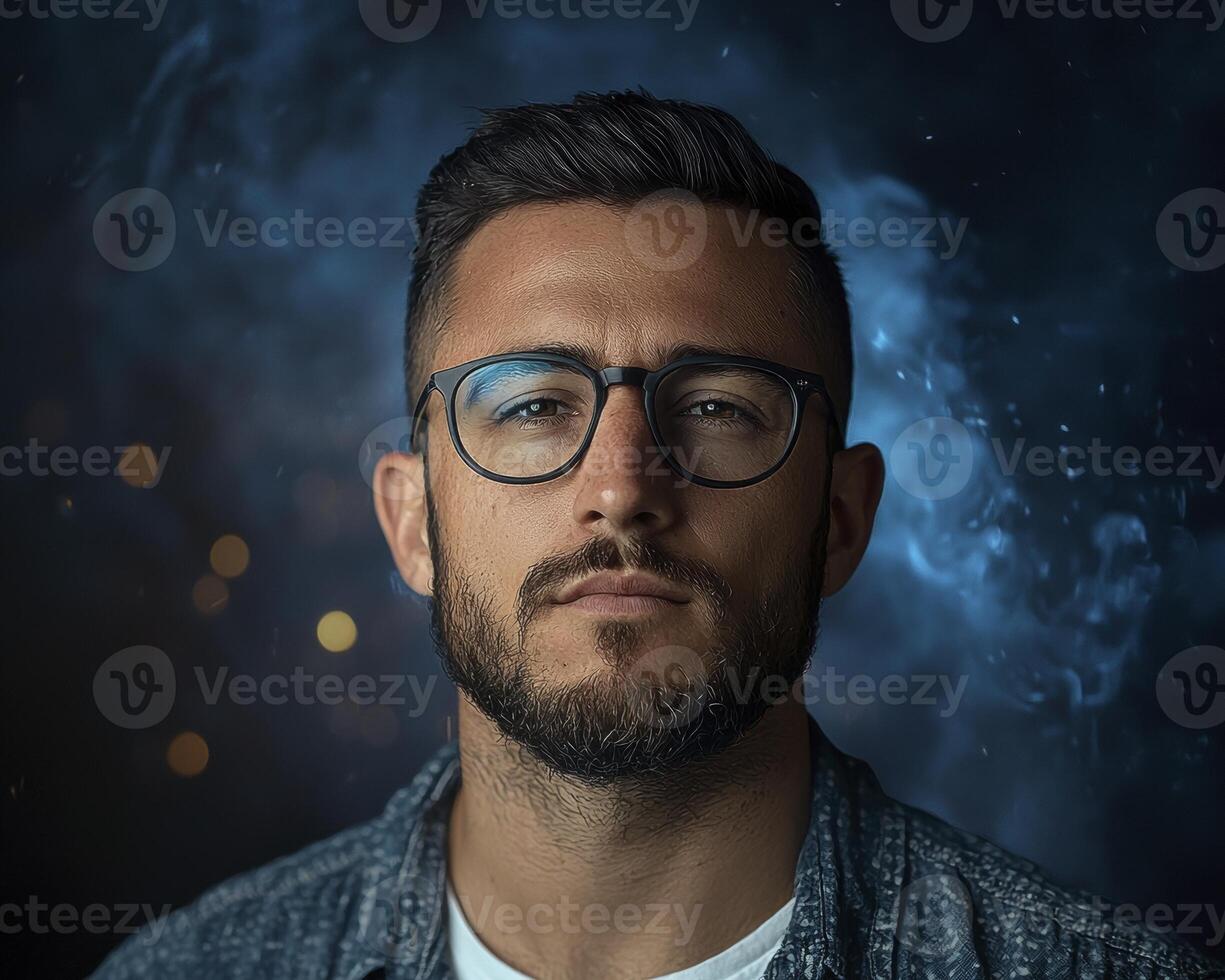 In this portrait, the startup founder exudes an air of confidence and determination, their gaze piercing yet inviting The vibrant colors and clean design elements create a modern and engaging photo