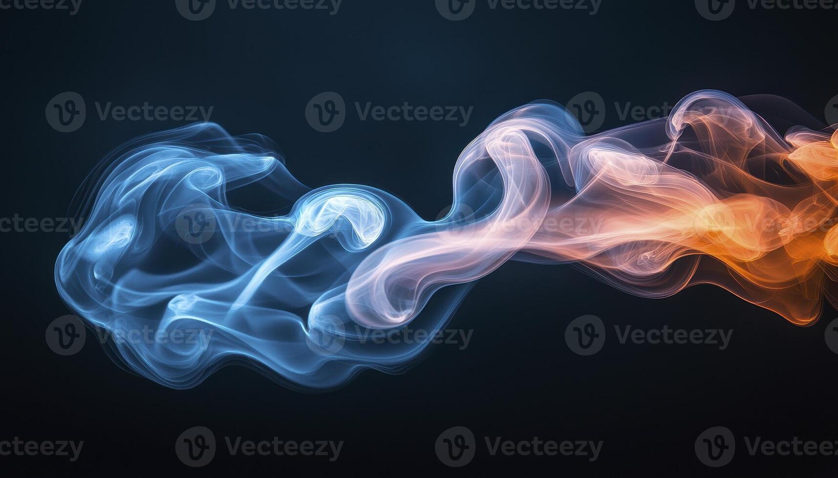 Gently, wisps of cerulean and amber intermingle, a serene dance of color and form Soft shapes converge, creating a visual symphony of tranquility, evoking a sense of deep inner calm The fluid lines photo