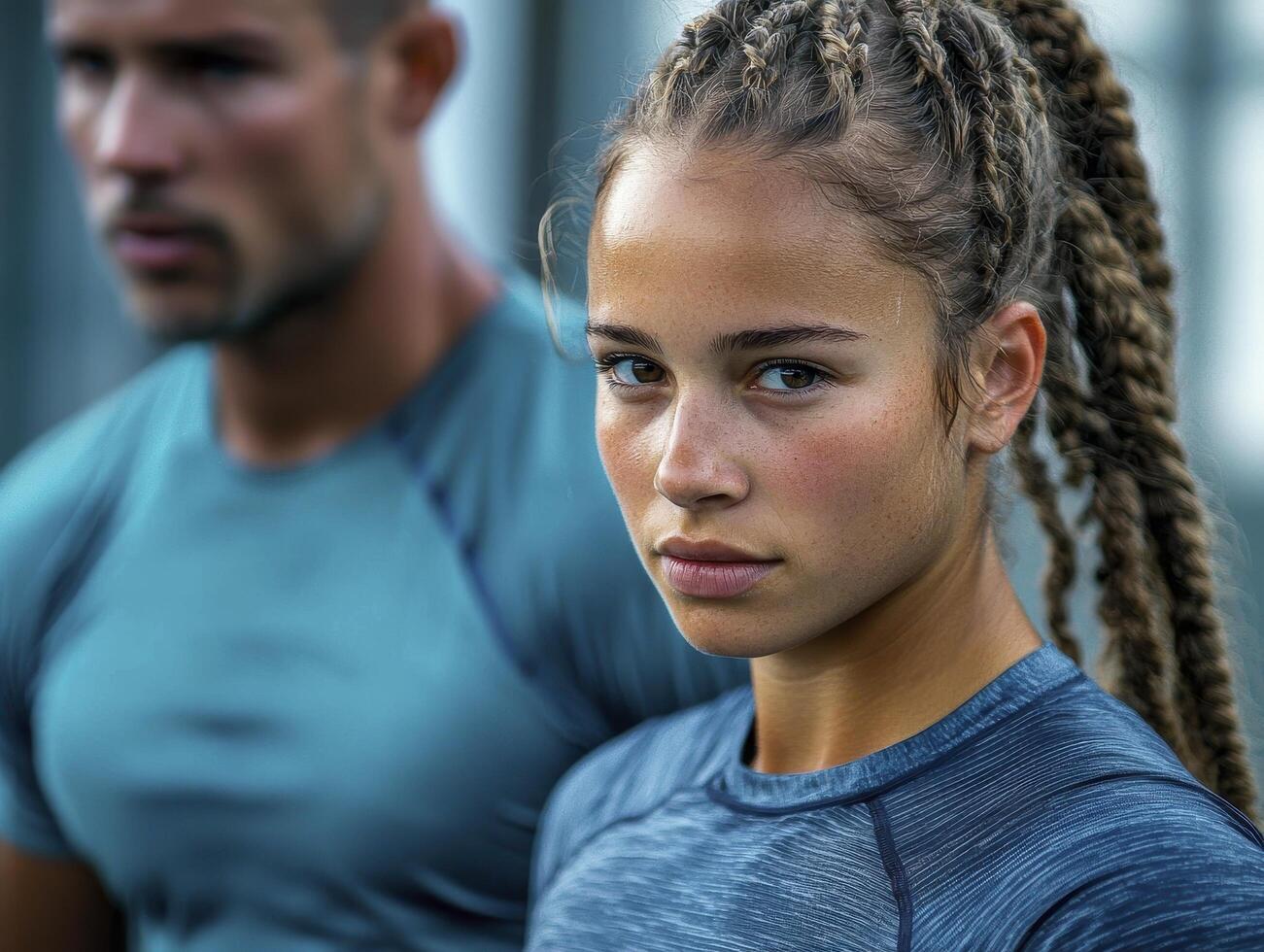 In a powerful display of determination and resilience, a Paralympic athlete engages in an intense training session under the watchful eye of their coach The atmosphere crackles with high energy as photo
