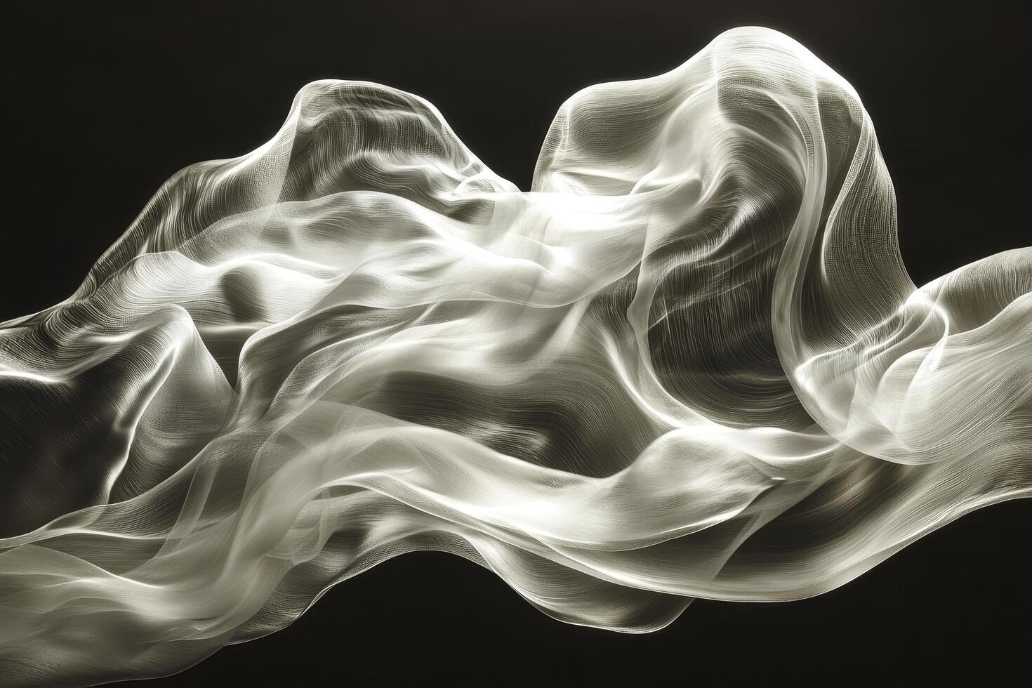 In a realm of ethereal grace, silk ribbons dance, their movements echoing the gentle rhythm of breath They float with an otherworldly elegance, intertwining and separating like whispered secrets photo