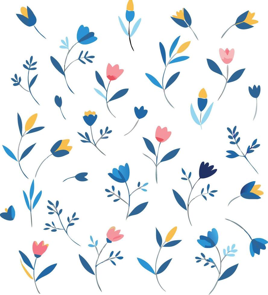 Pastel flowers colorful tulip pattern spring flo. vector