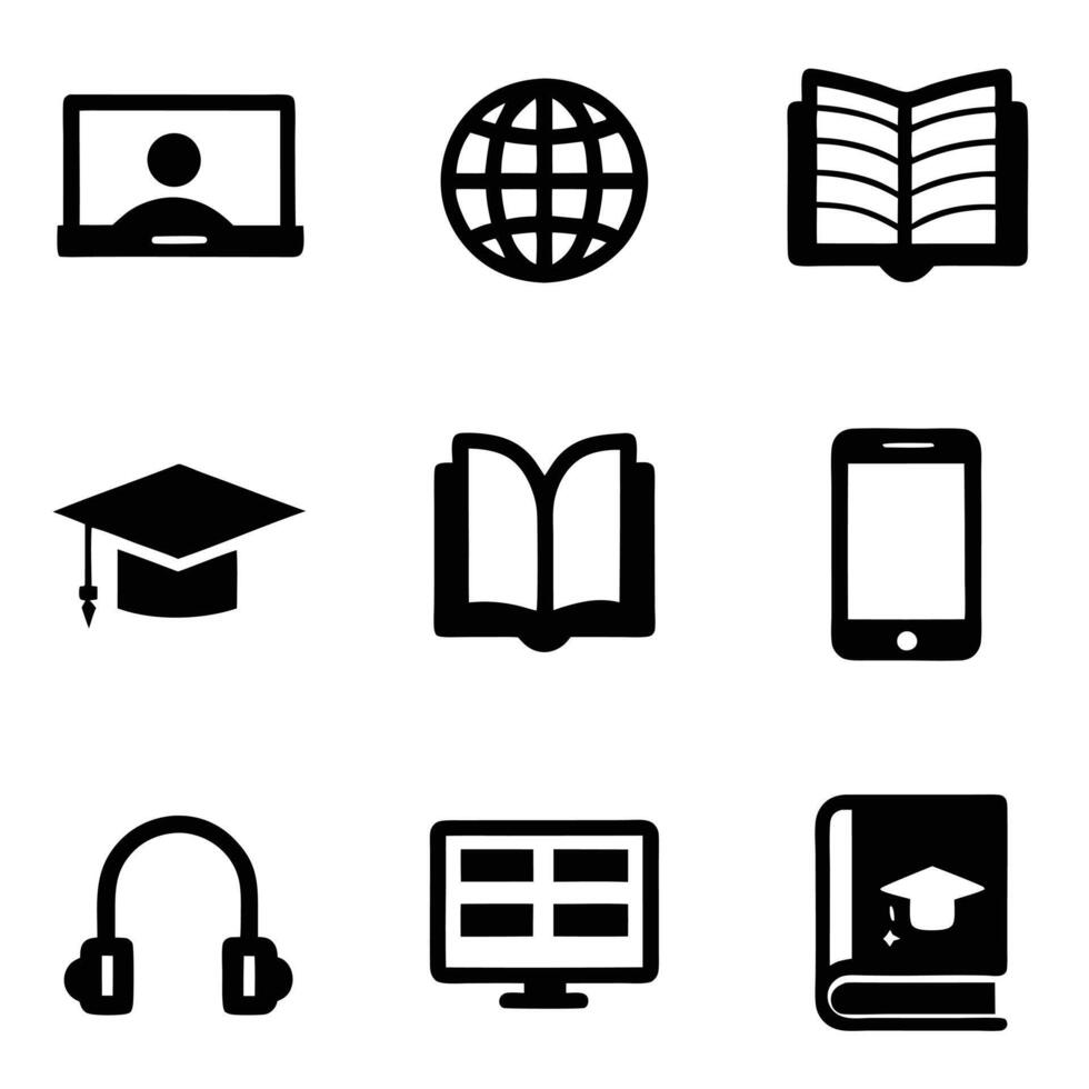 Simple technology and education icon set for digital designs. vector