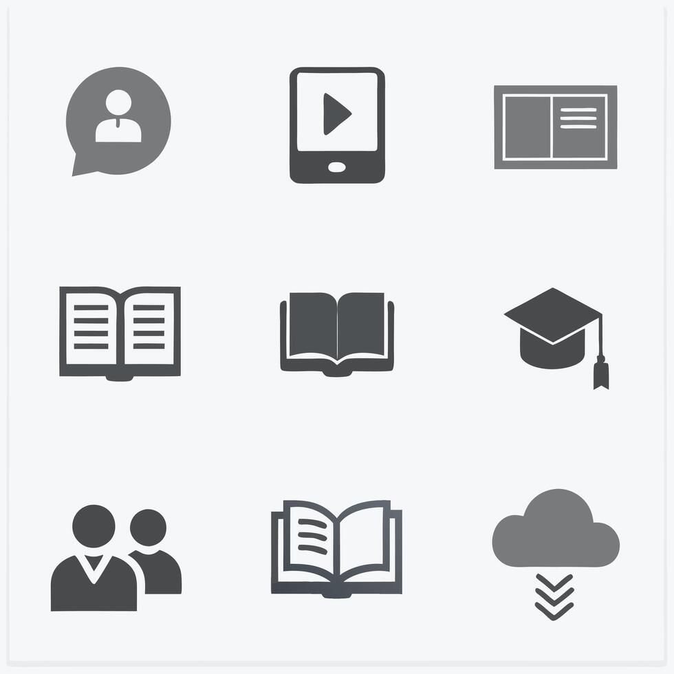 Simple and sleek icons for tech and education designs. vector