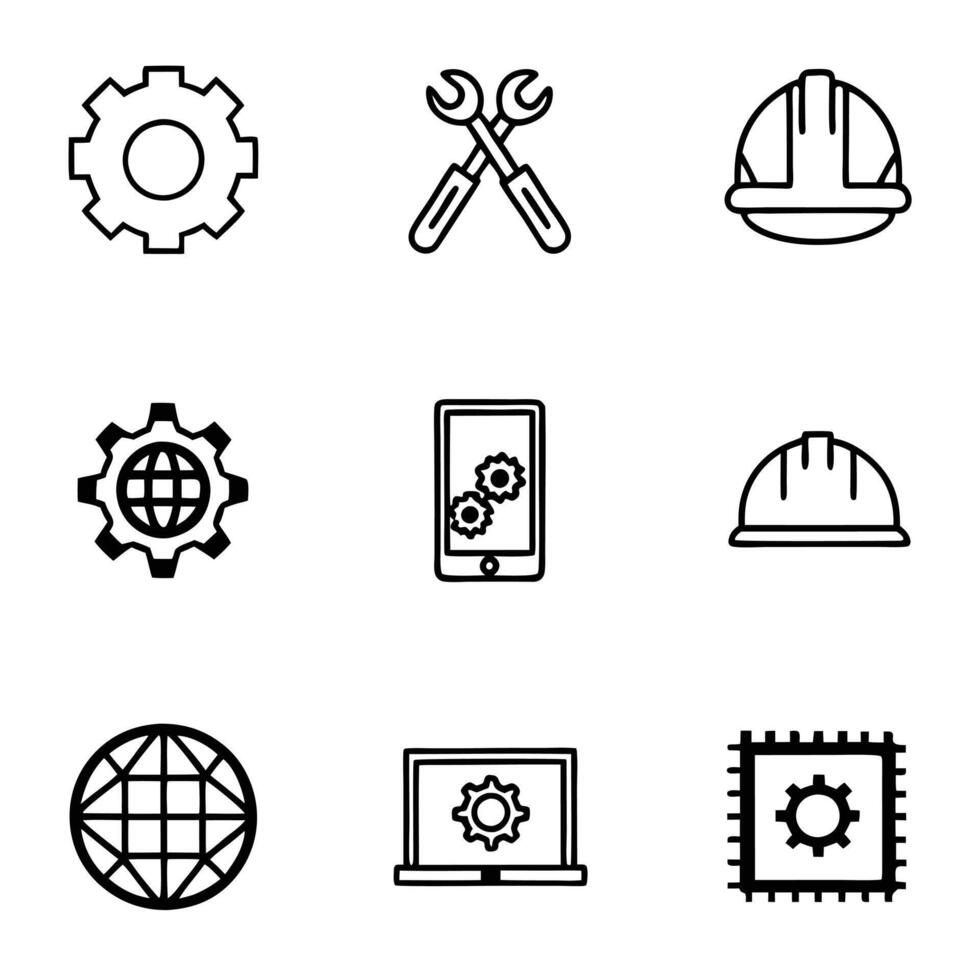 Minimalist Engineering Icons and Technical Design Elements. vector