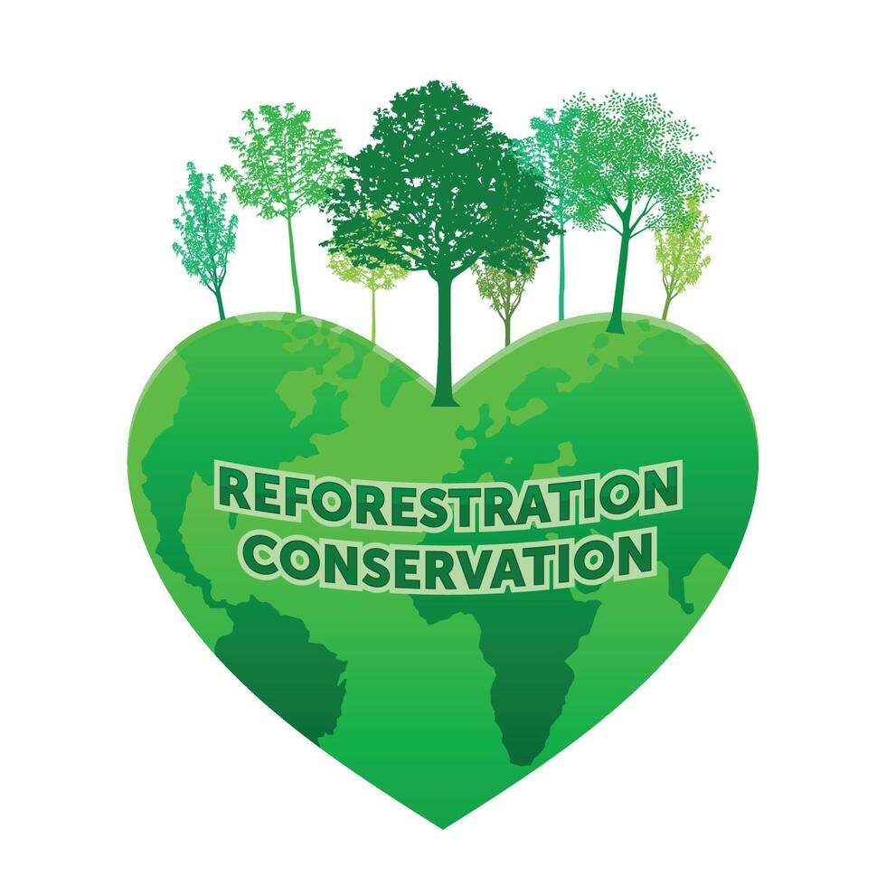 Reforestation and Conservation concept. Go Green Save the world illustration vector