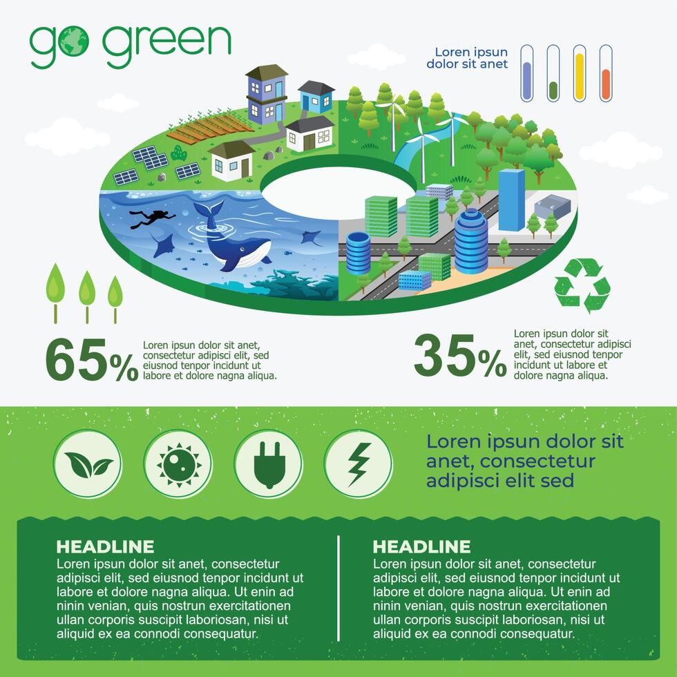 GO GREEN CONCEPT BANNER POSTER DESIGN ILLUSTRATION vector