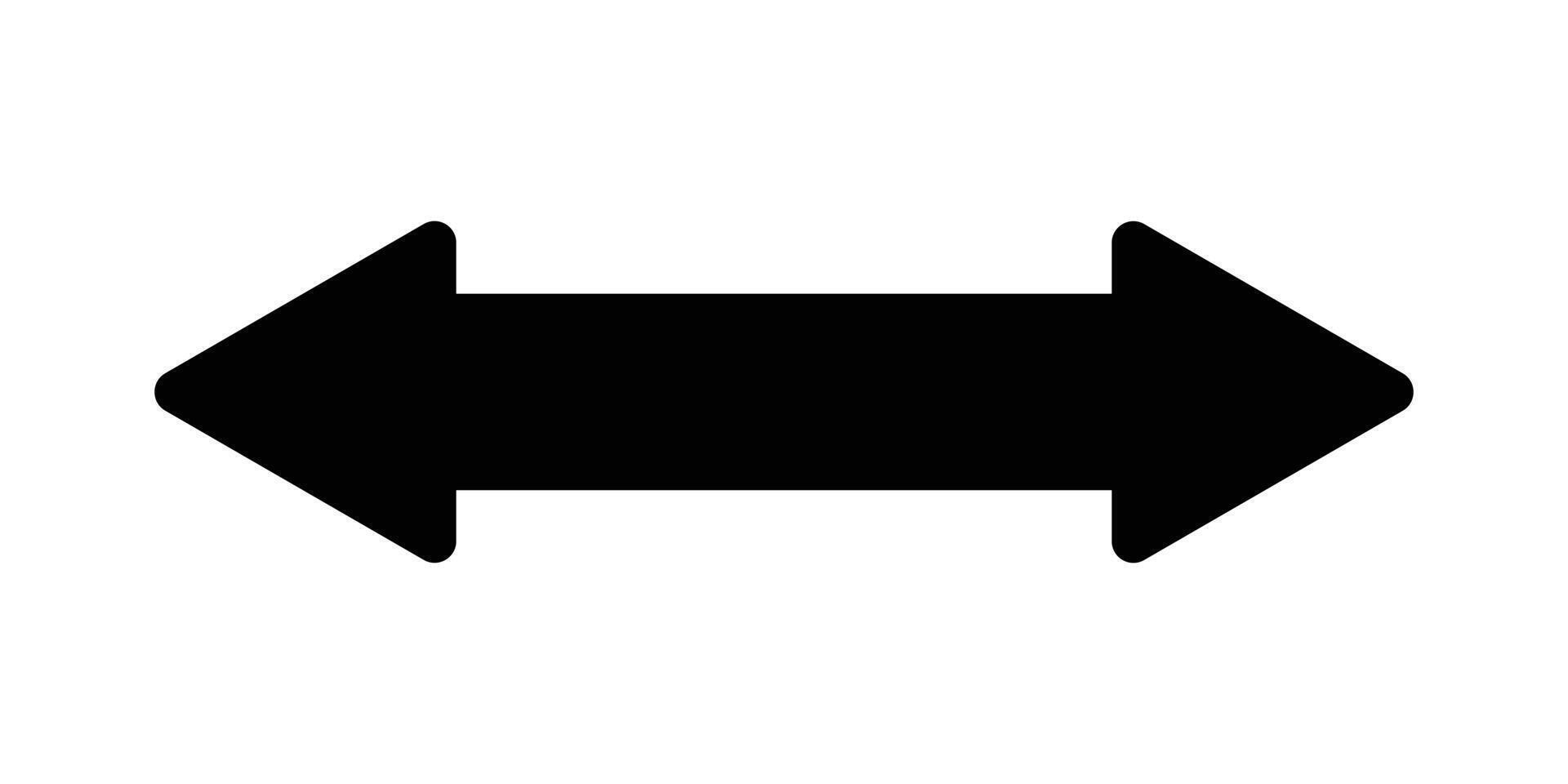 Double side long arrow , silhouette. Two side arrow icon isolated on white background. Horizontal double-headed arrow. Simple illustration. vector