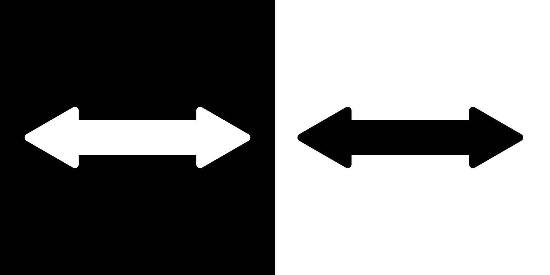 Double side long arrow , silhouette. Two side arrow icon. Set of trendy long arrows left and right in flat. Horizontal double-headed arrow. Simple illustration. vector