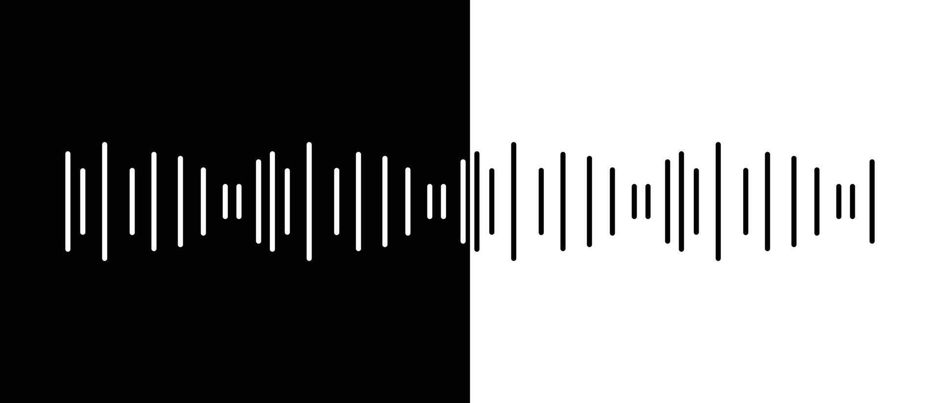 Audio wave icon outline style black and white background. Music line icon. Sound vibration, electronic radio signal, volume level symbol. illustration. vector