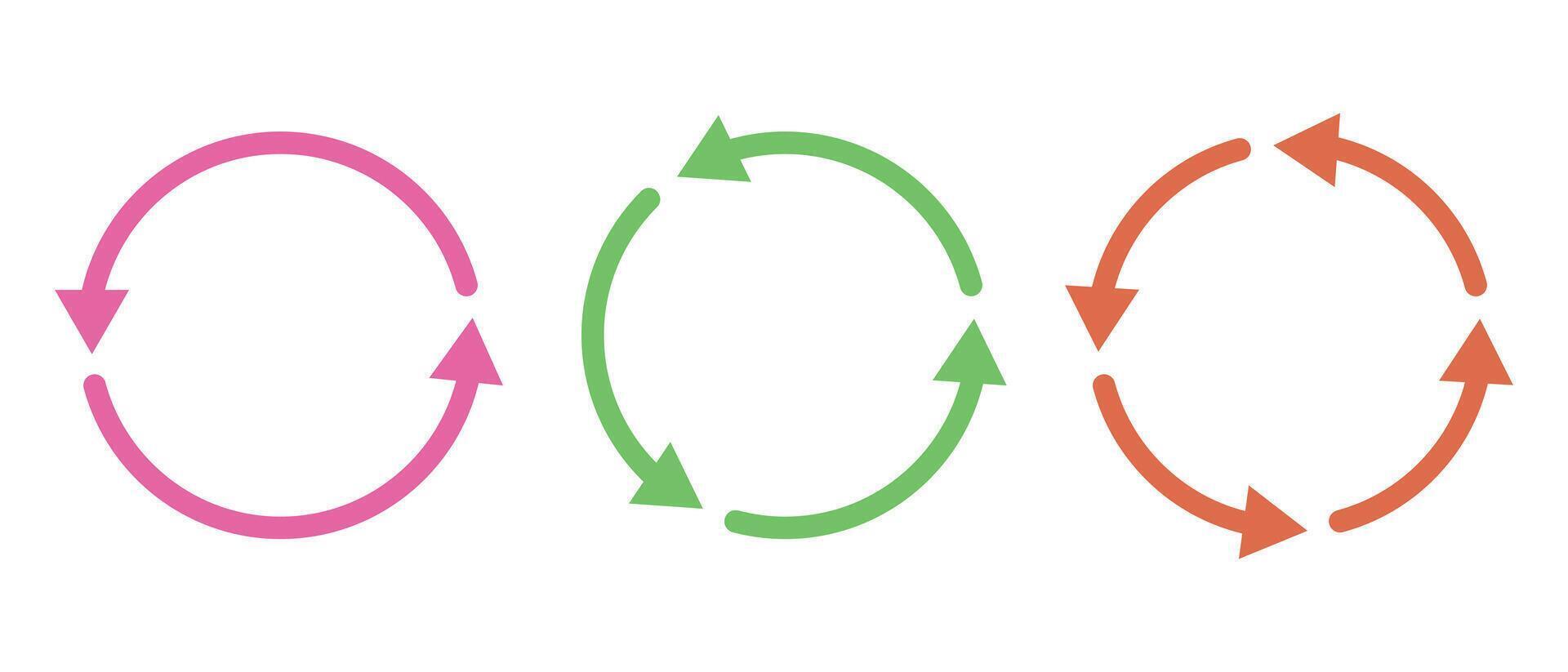 Circular arrow . Loading circle arrow icon. Different colour circular arrows collection on white background. Set of different circle arrows icons. vector