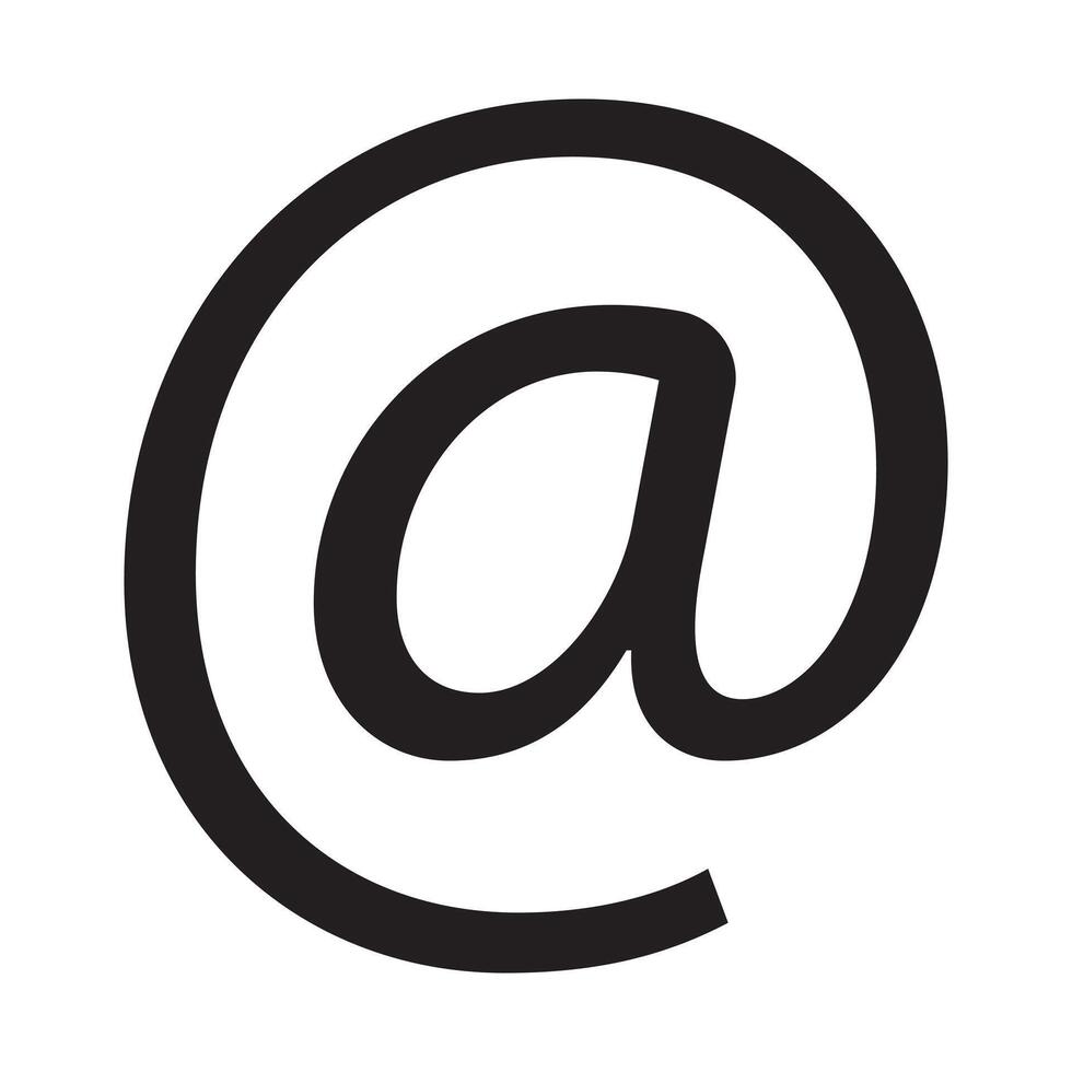 At the rate symbol. Email black flat icon with on white background. icon, at the rate, at, computer key, symbol. vector