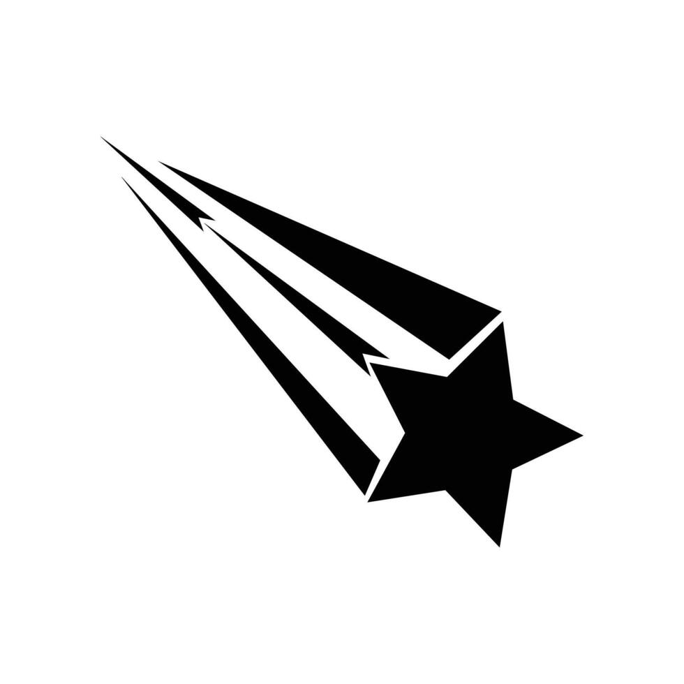 Shooting star icon on white background. Black falling stars icon design. Comet icon with tail. Simple illustration. vector