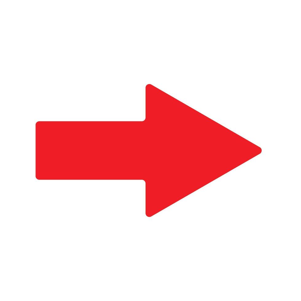 Red arrow forward. Red arrow to the right. Arrow icon isolated on white background. Simple illustration. vector
