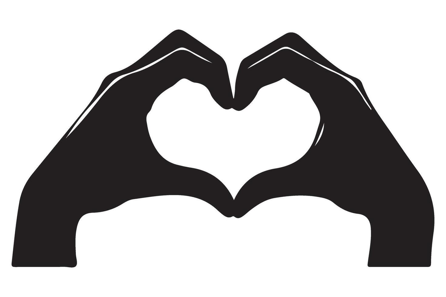 Hand Heart Symbol Silhouette Art of Love and Support vector