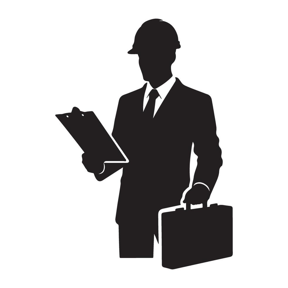 Silhouette of Construction Engineer Illustration for Professional Design vector