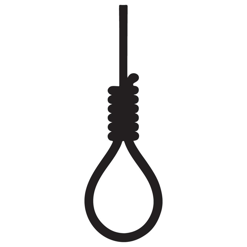 Silhouette Illustration of a Noose knot on white background concept vector
