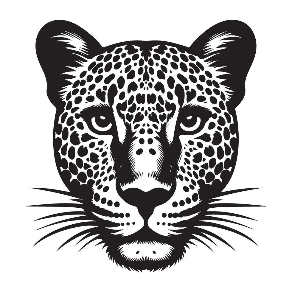 Striking Leopard Silhouette Portrait Fierce Predator Graphic Illustration vector