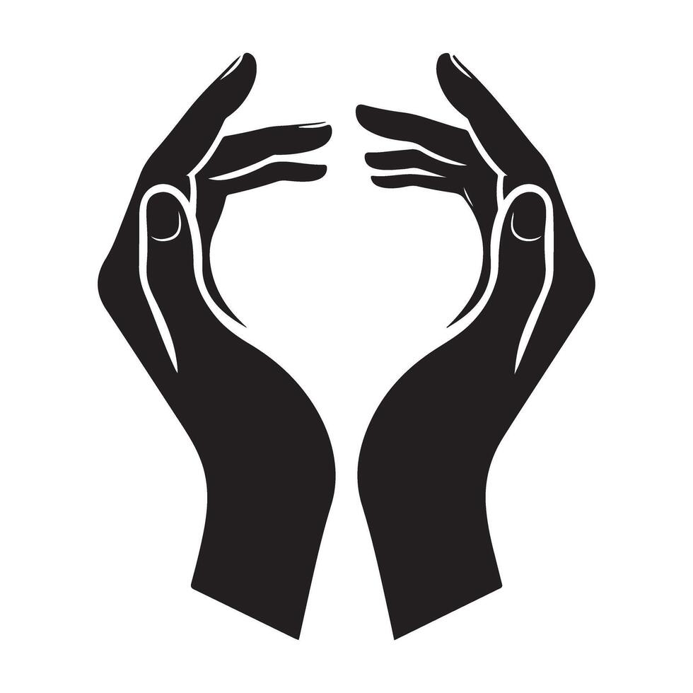Protective Hands Silhouette Supporting Holding Caring Nurturing Concept Design vector