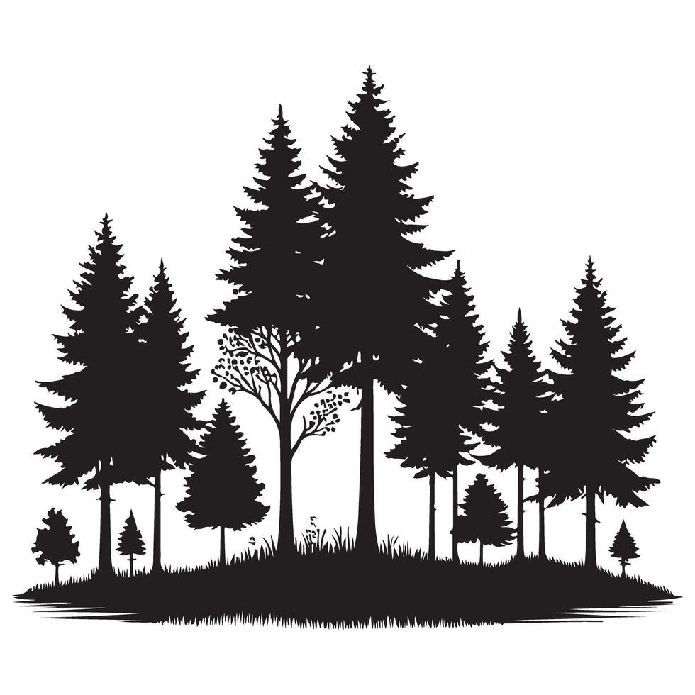 Silhouette of a Forest Scene for Nature Themed Graphic Projects vector