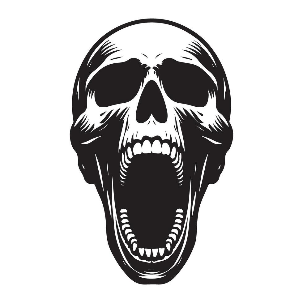 Screaming Skull Silhouette Illustration for Horror Design vector