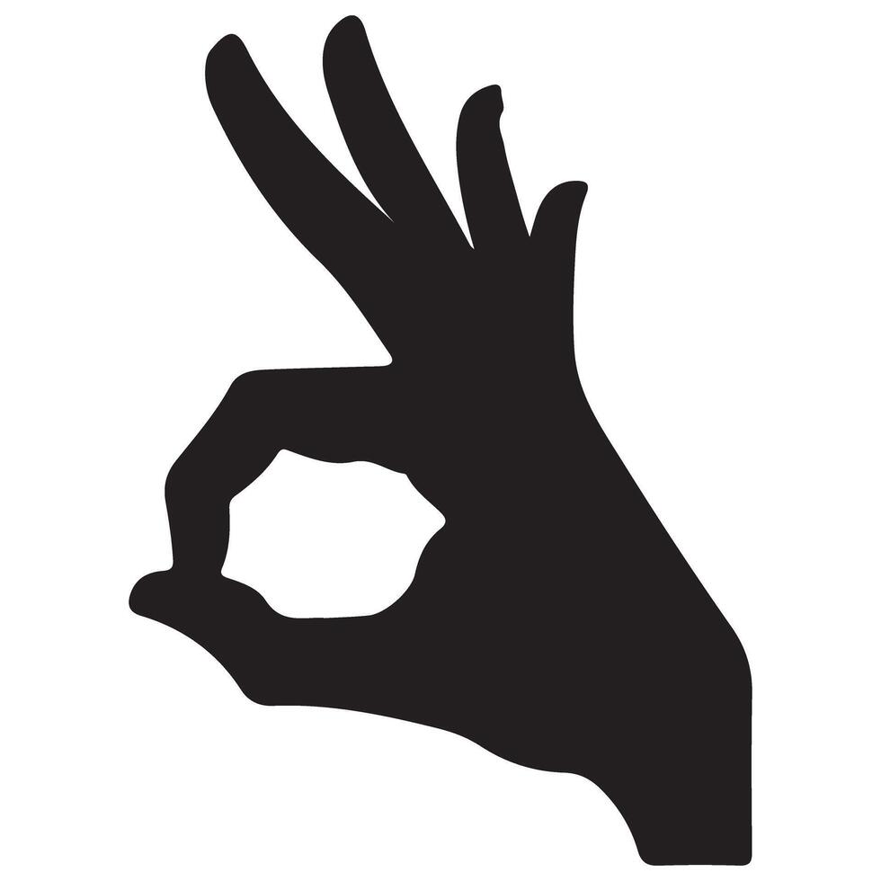 Hand Gesture Meaning OK Silhouette Illustration for Approval vector