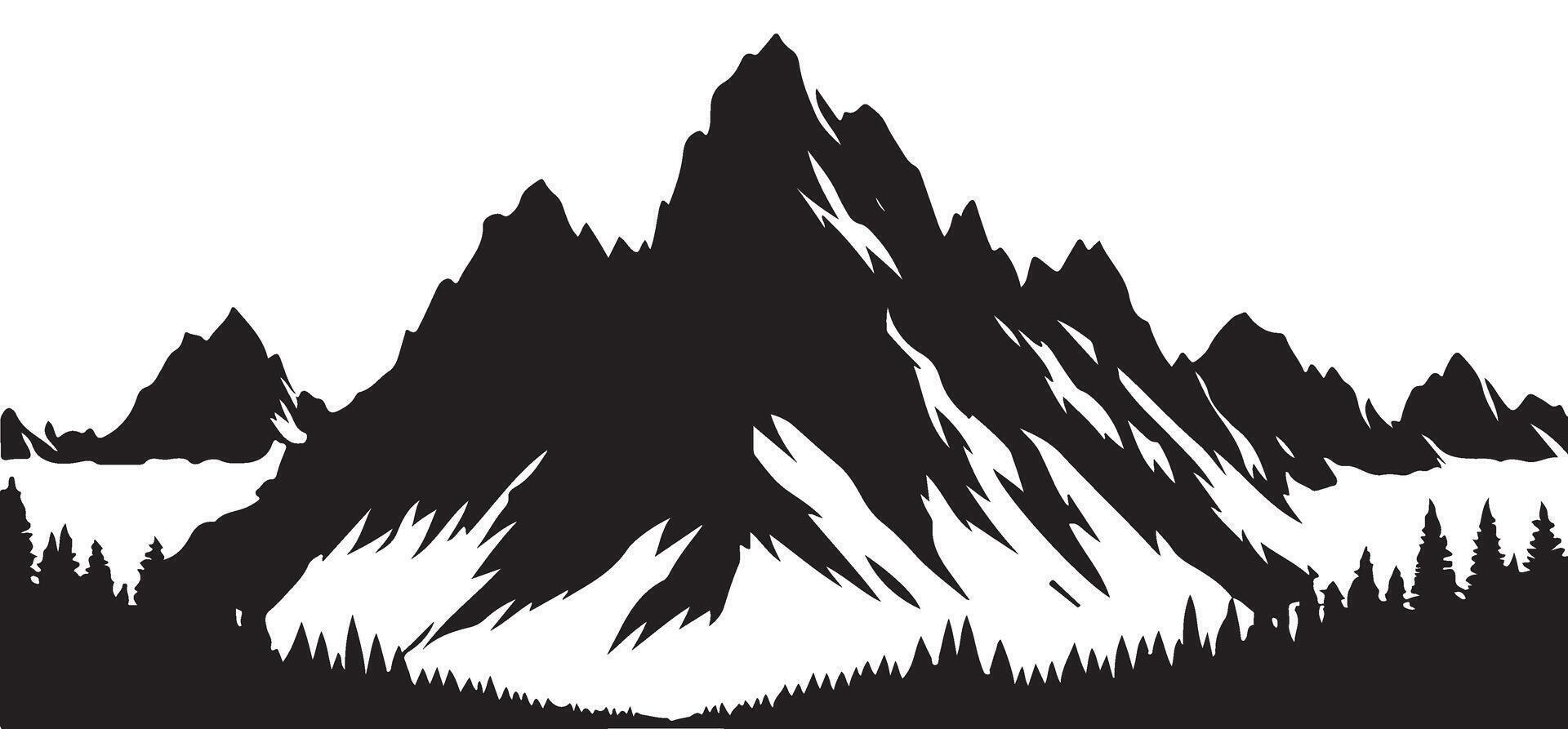 Majestic Mountain Range Silhouette Illustration for Outdoor Adventure Designs vector