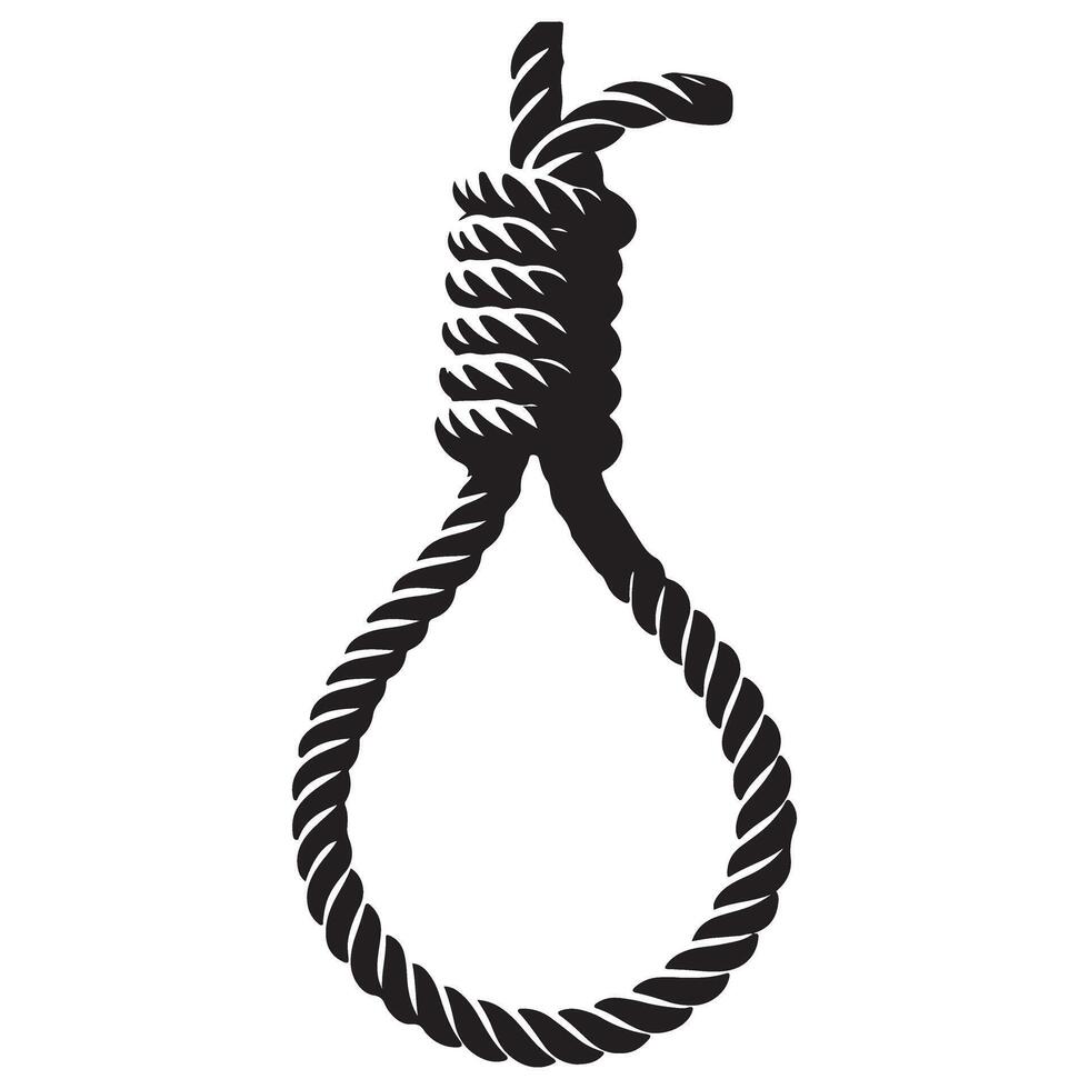 Silhouette Illustration of a Noose Represents Hanging and Death vector