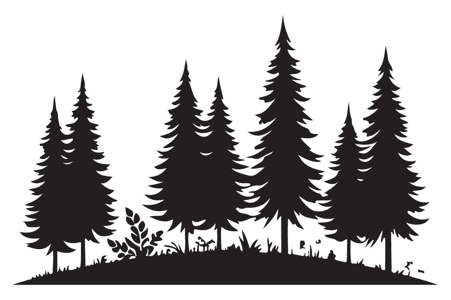 Forest of Pine Trees Illustration Ideal Natural Scenery vector