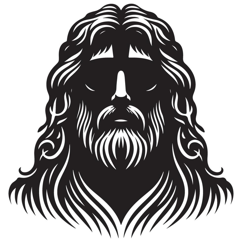 Jesus Christ Silhouette Religious Figure Face Illustration vector