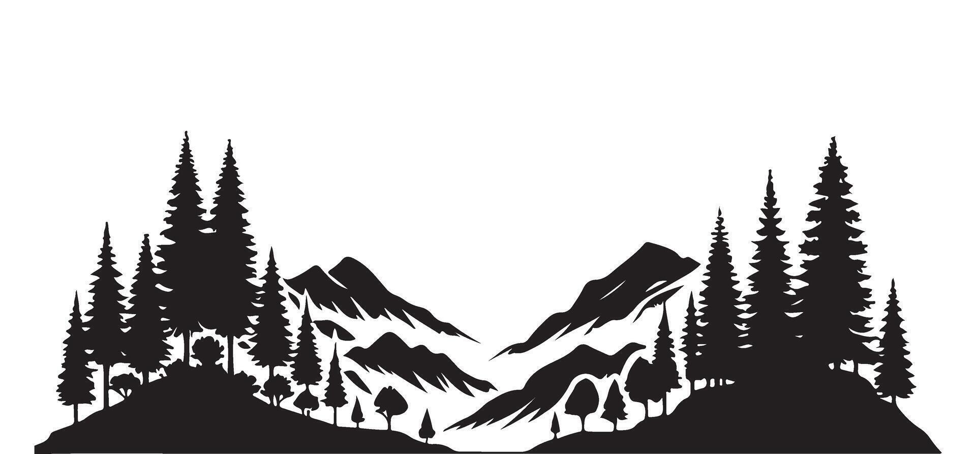 Majestic Mountain Range Silhouette Scenic Landscape Illustration Art vector