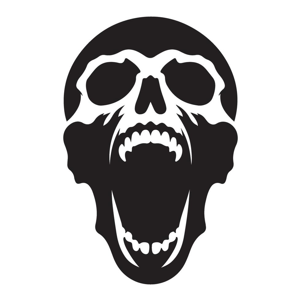Screaming skull silhouette for horror themed illustration designs vector