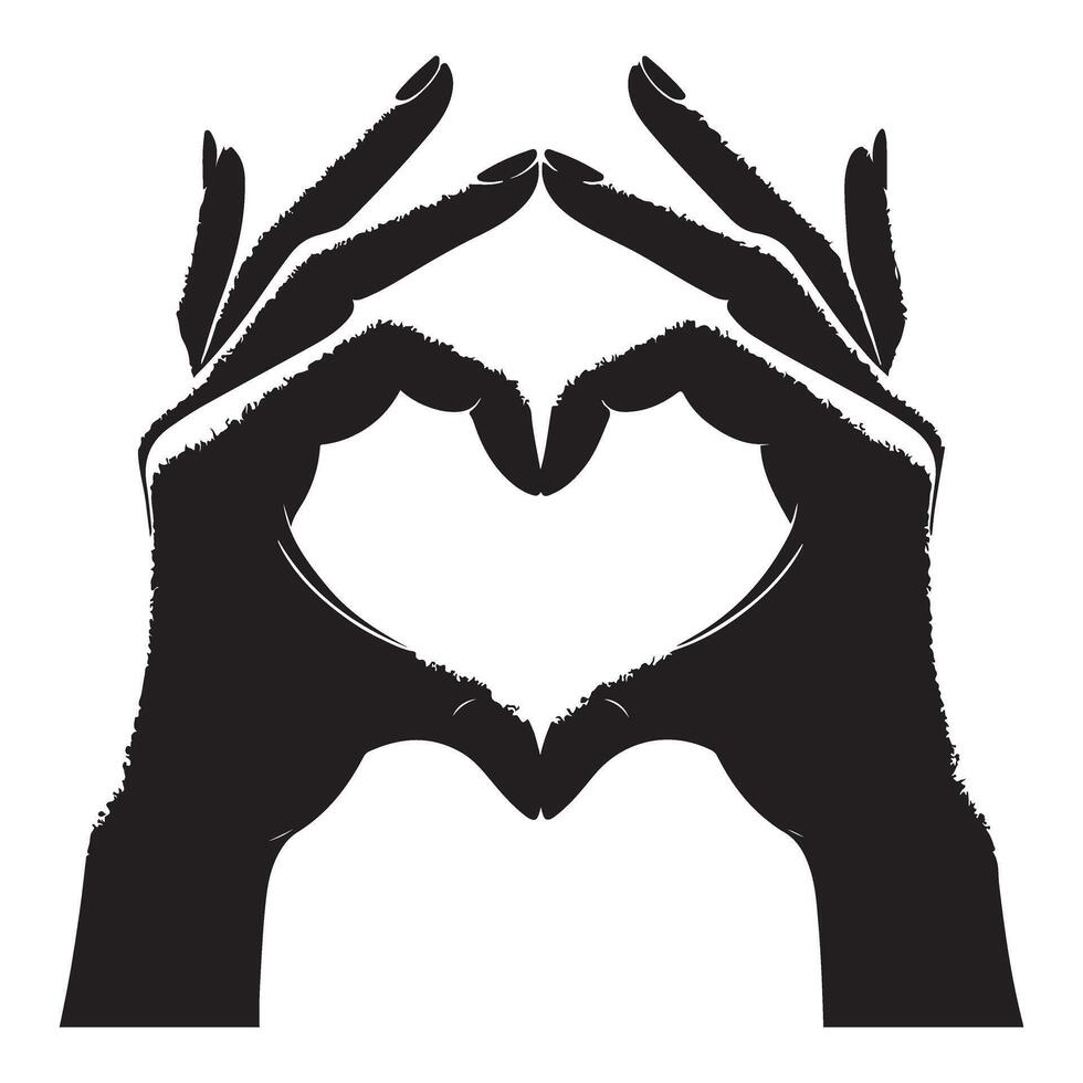 Hand Heart Silhouette Illustration for Love and Affection Design vector