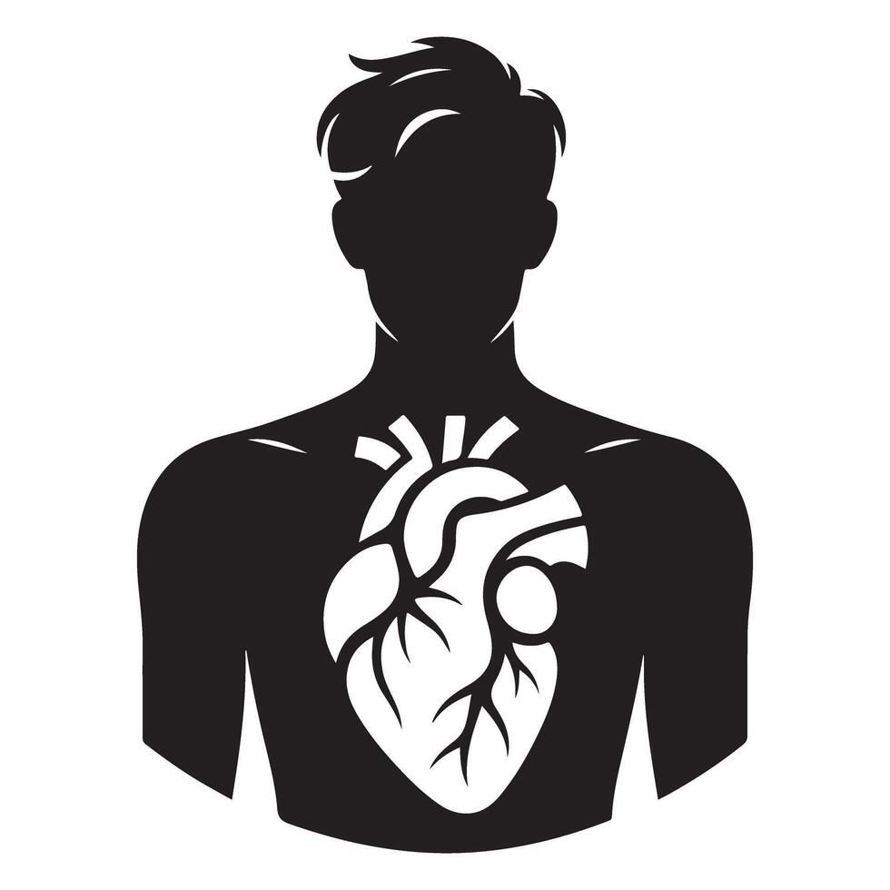 Human Anatomy Heart Silhouette Design For Medical and Health Projects vector