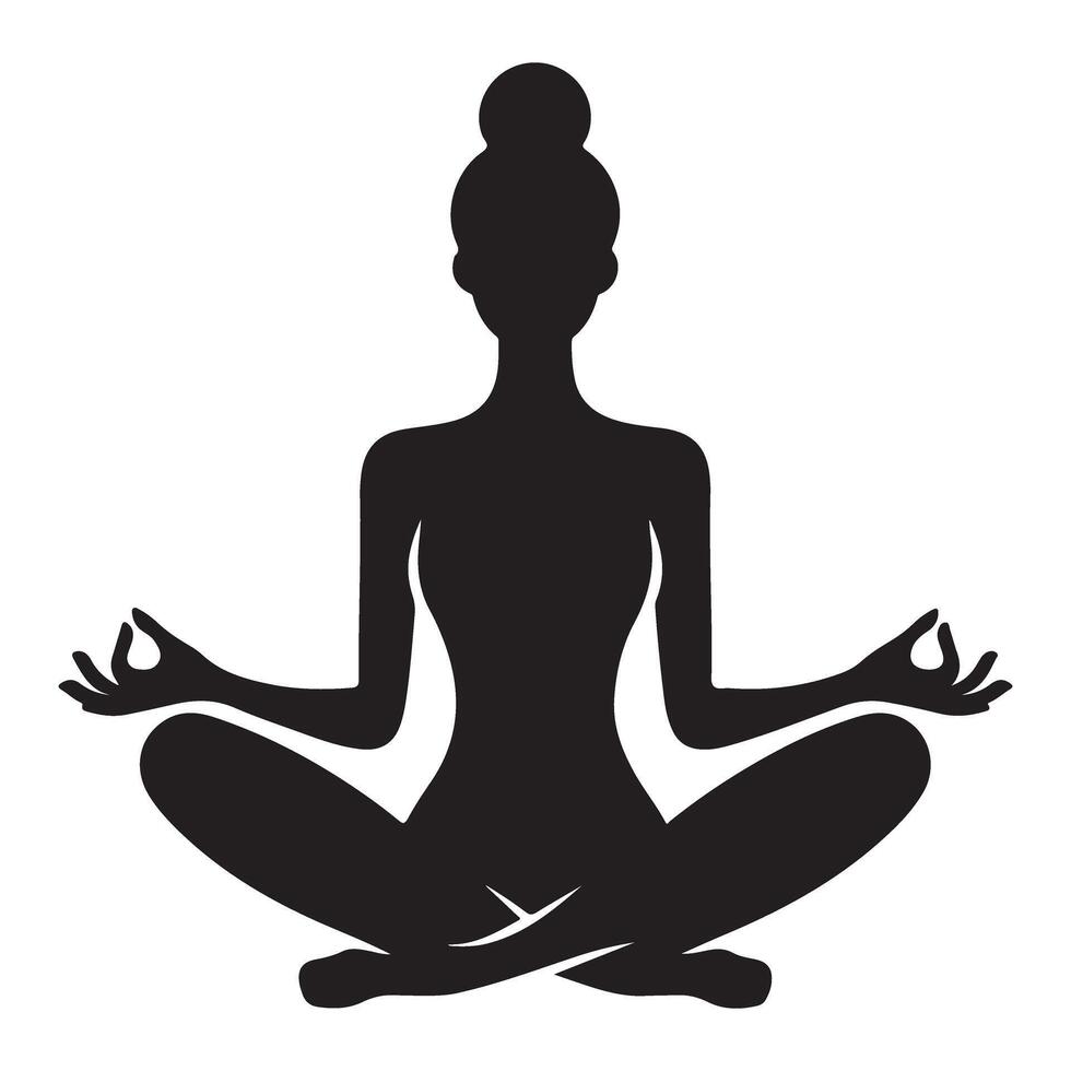 Silhouette of a Meditating Woman for Wellness and Relaxation Designs vector