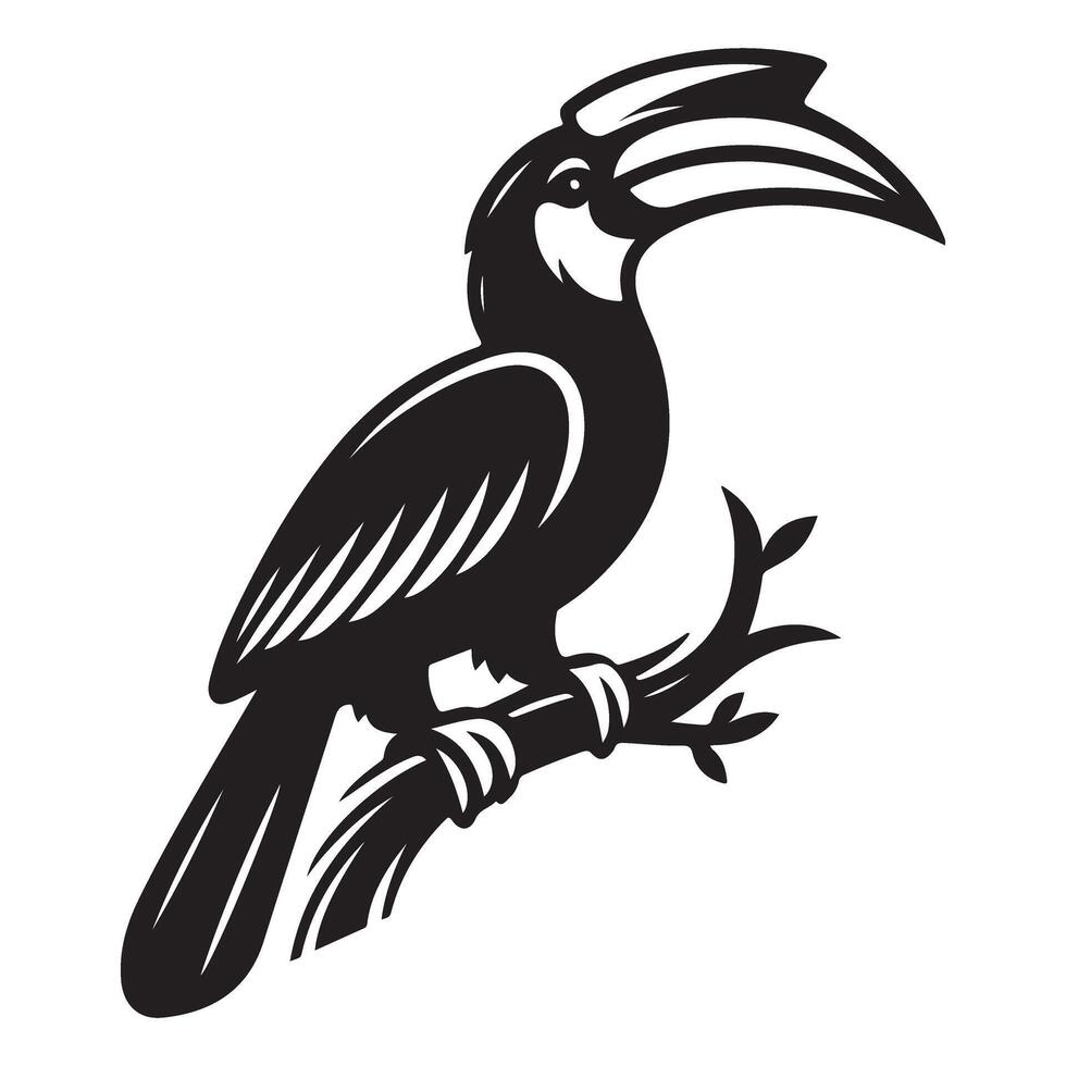 Hornbill Bird Silhouette Illustration for Wildlife Design vector