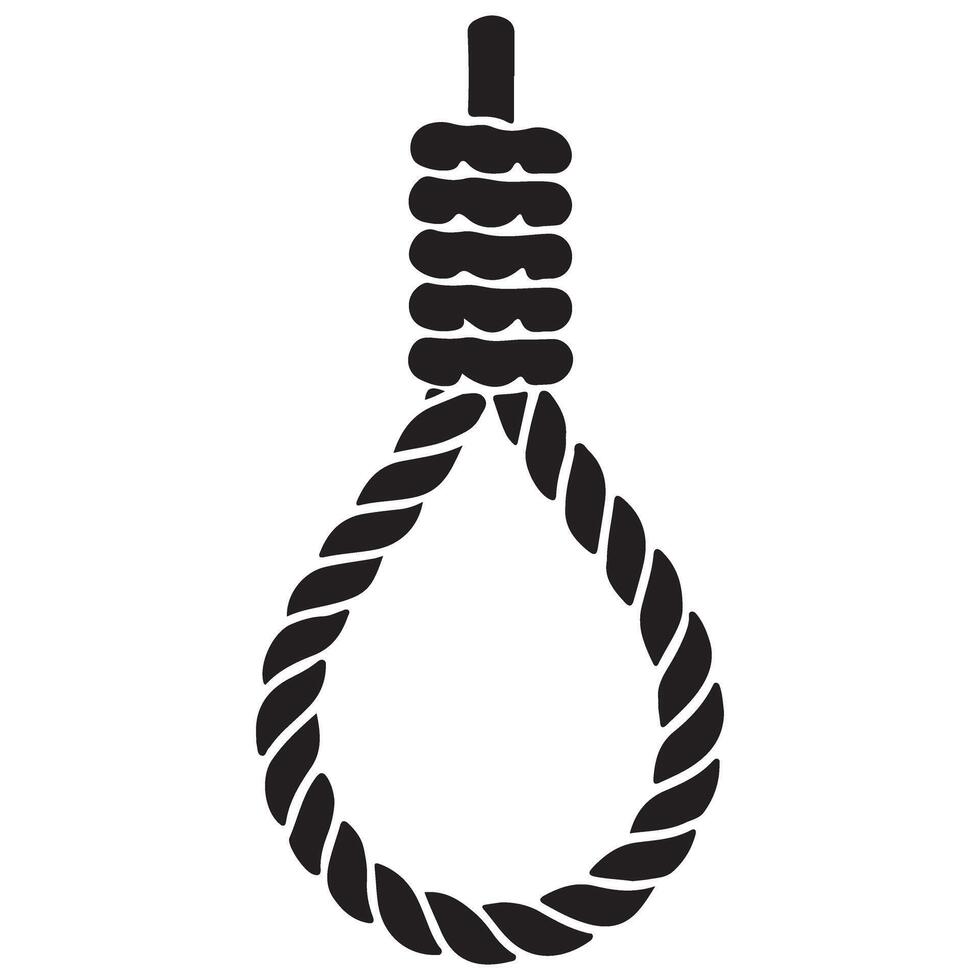 Silhouette Illustration of a Noose knot isolated white background vector