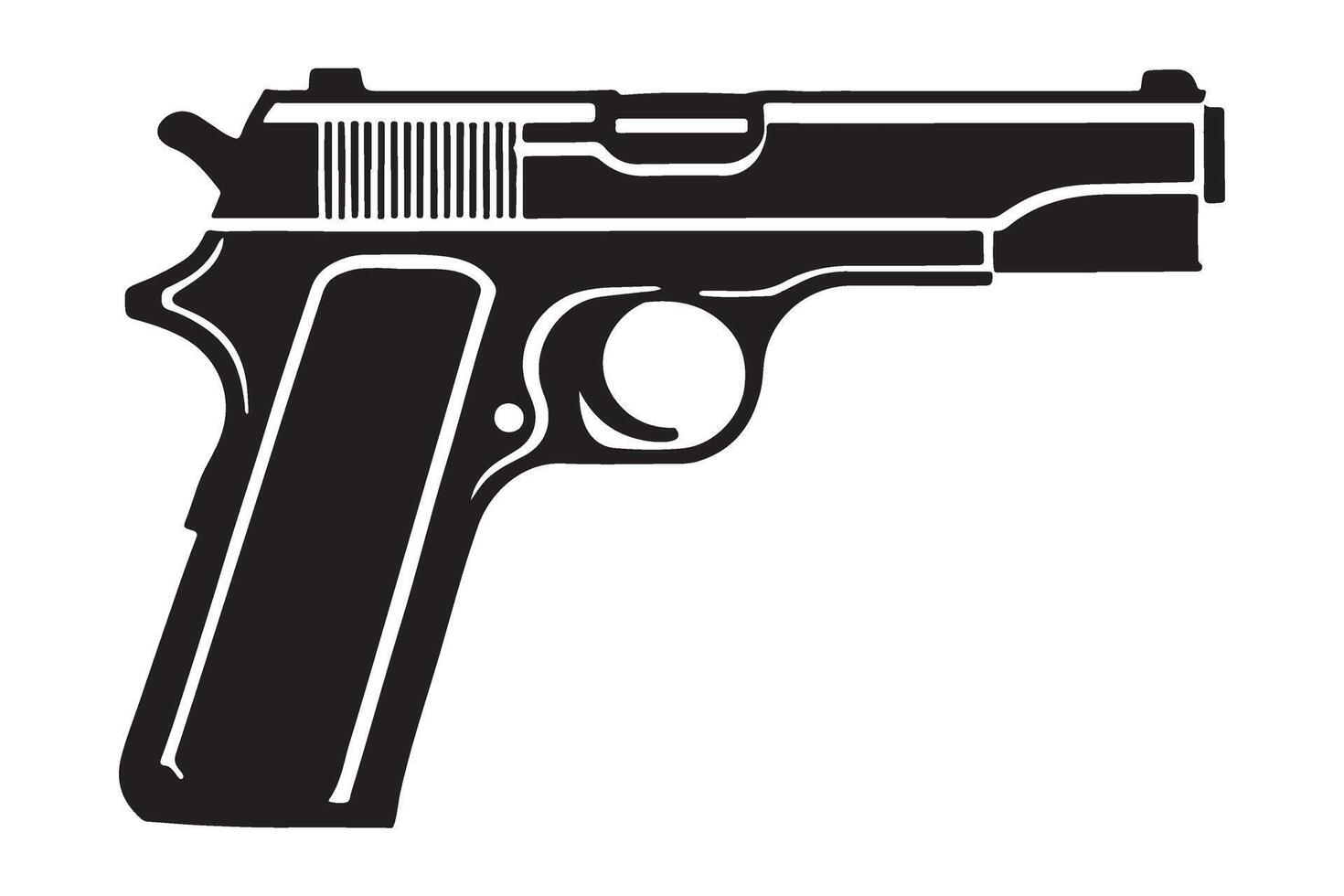Black Silhouette Handgun Art Illustration for Design Work vector