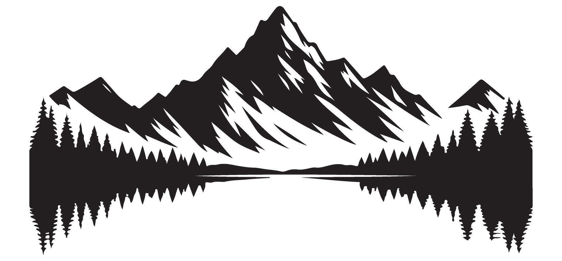 Scenic Mountain Reflection Silhouette Art for Nature Lovers vector