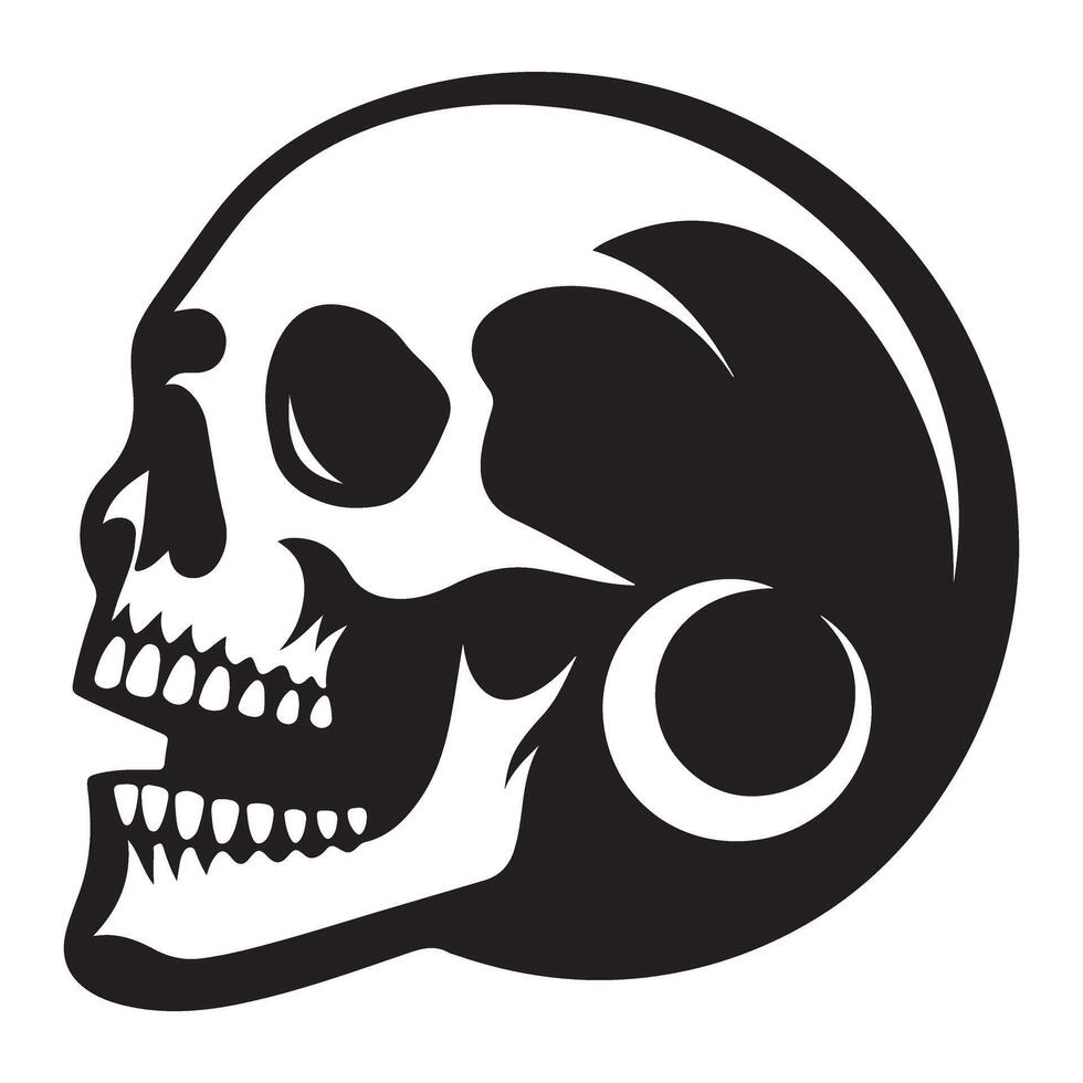 Side Profile Skull Tattoo Illustration for Graphic Design Art vector