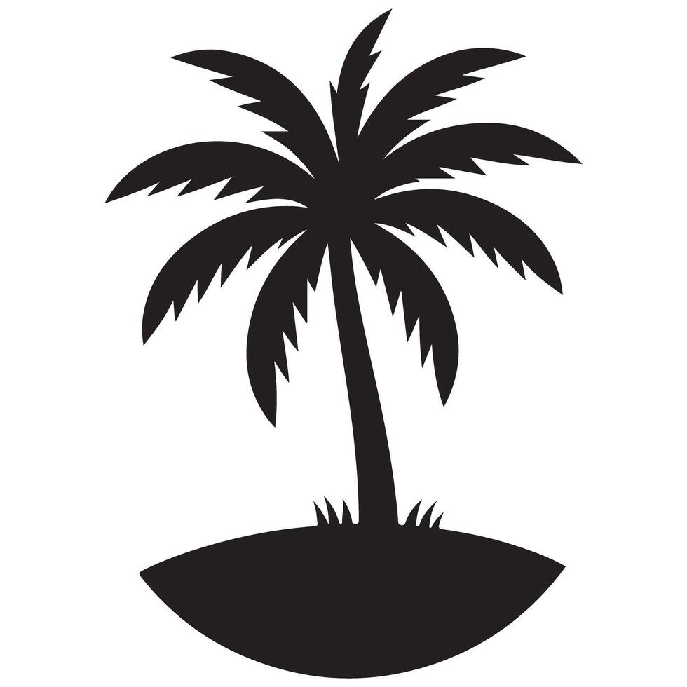 Silhouette Palm Tree Island Icon Graphic Template vector