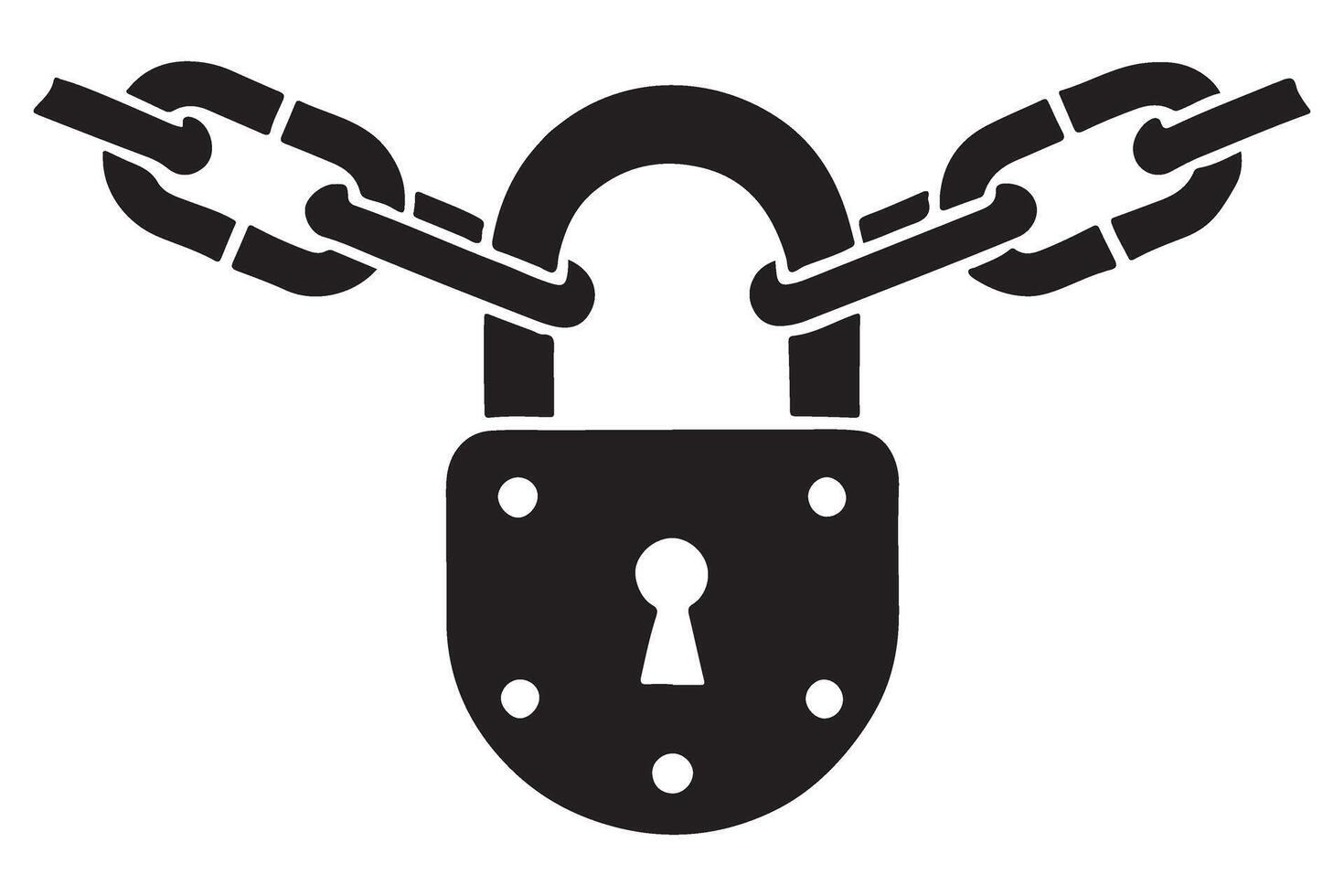Padlock and Chain Silhouette for Security Protection and Safety vector