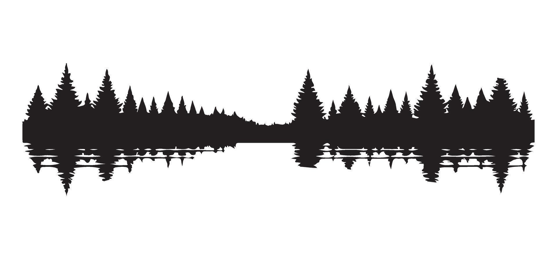 Silhouette Forest Reflection Illustration for Nature Themes vector