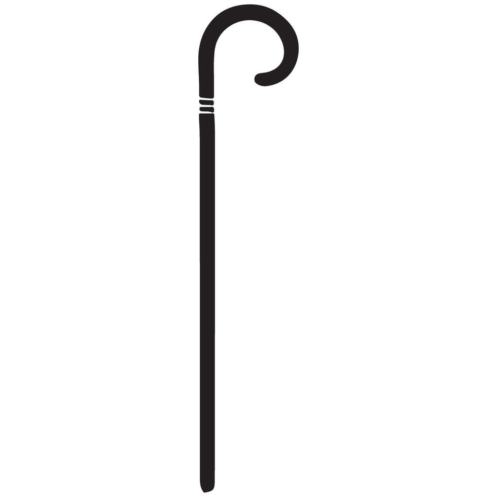 Silhouette of a Shepherd's Crook Classic Symbol of Guidance and Protection vector