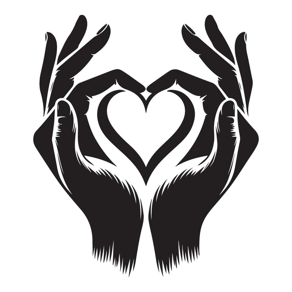 Heart Hands Silhouette Symbolizing Love and Support Graphic vector