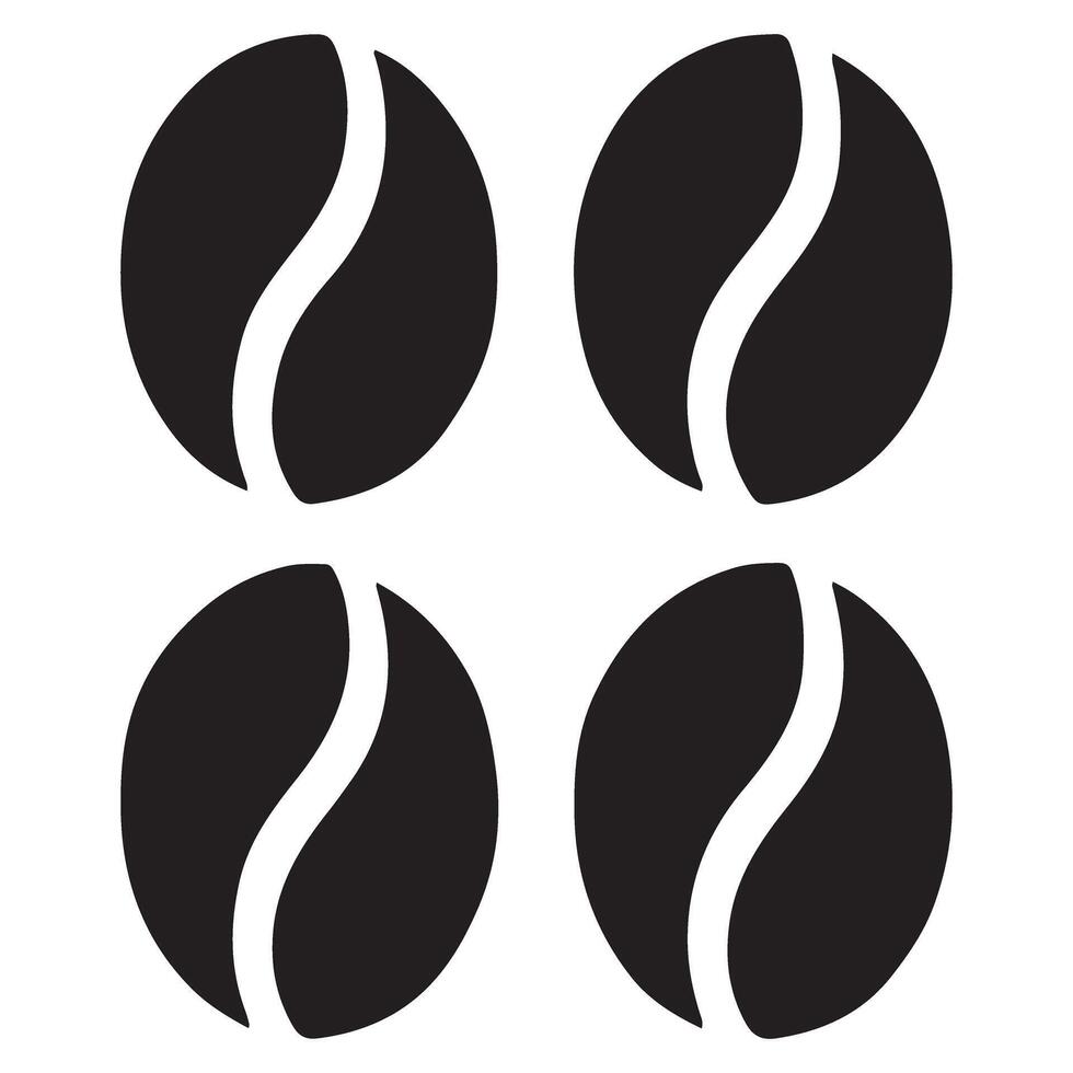 Four Coffee Bean Silhouette Graphic Design Perfect for Cafe Art vector
