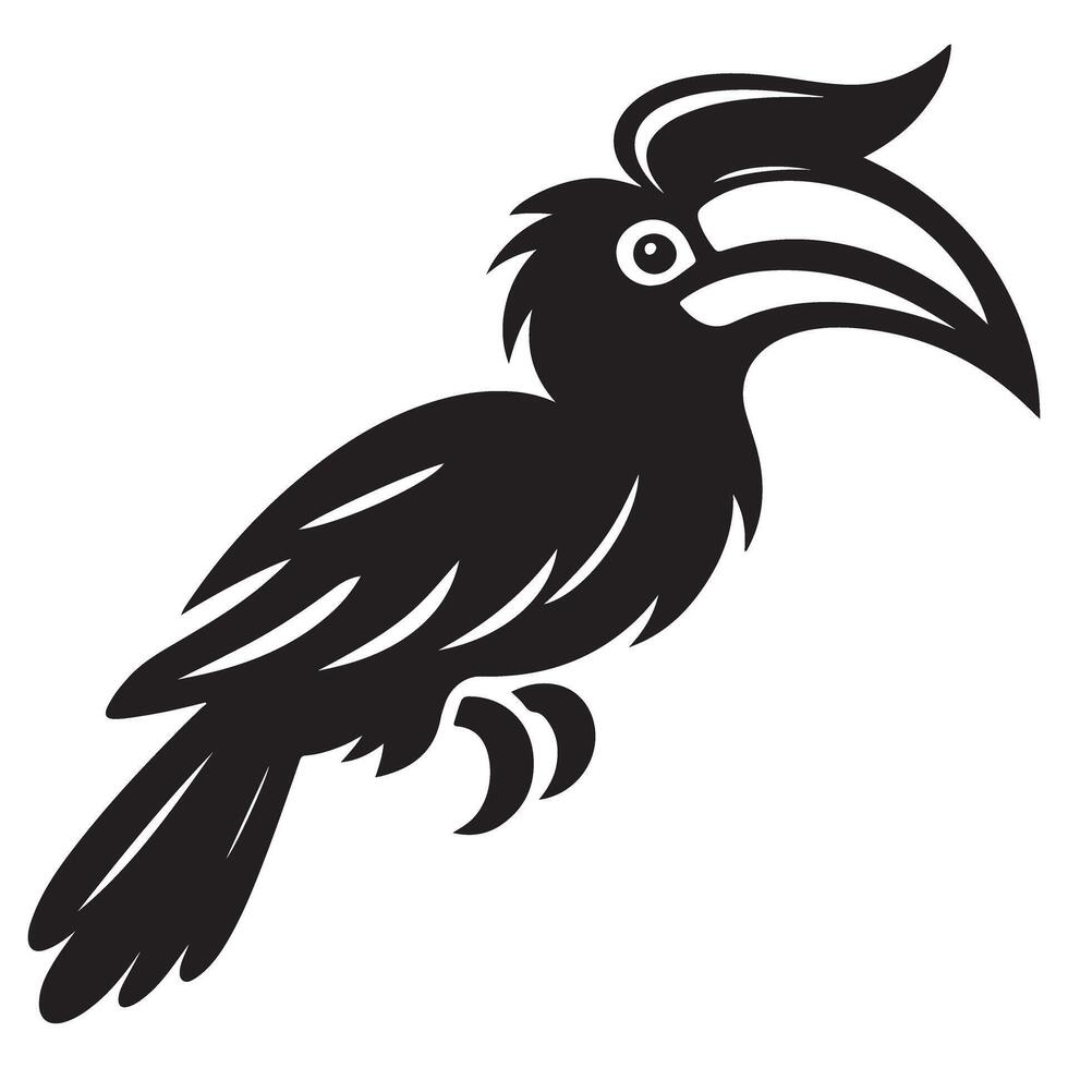 Hornbill Bird Silhouette Illustration for Wildlife and Nature Designs vector