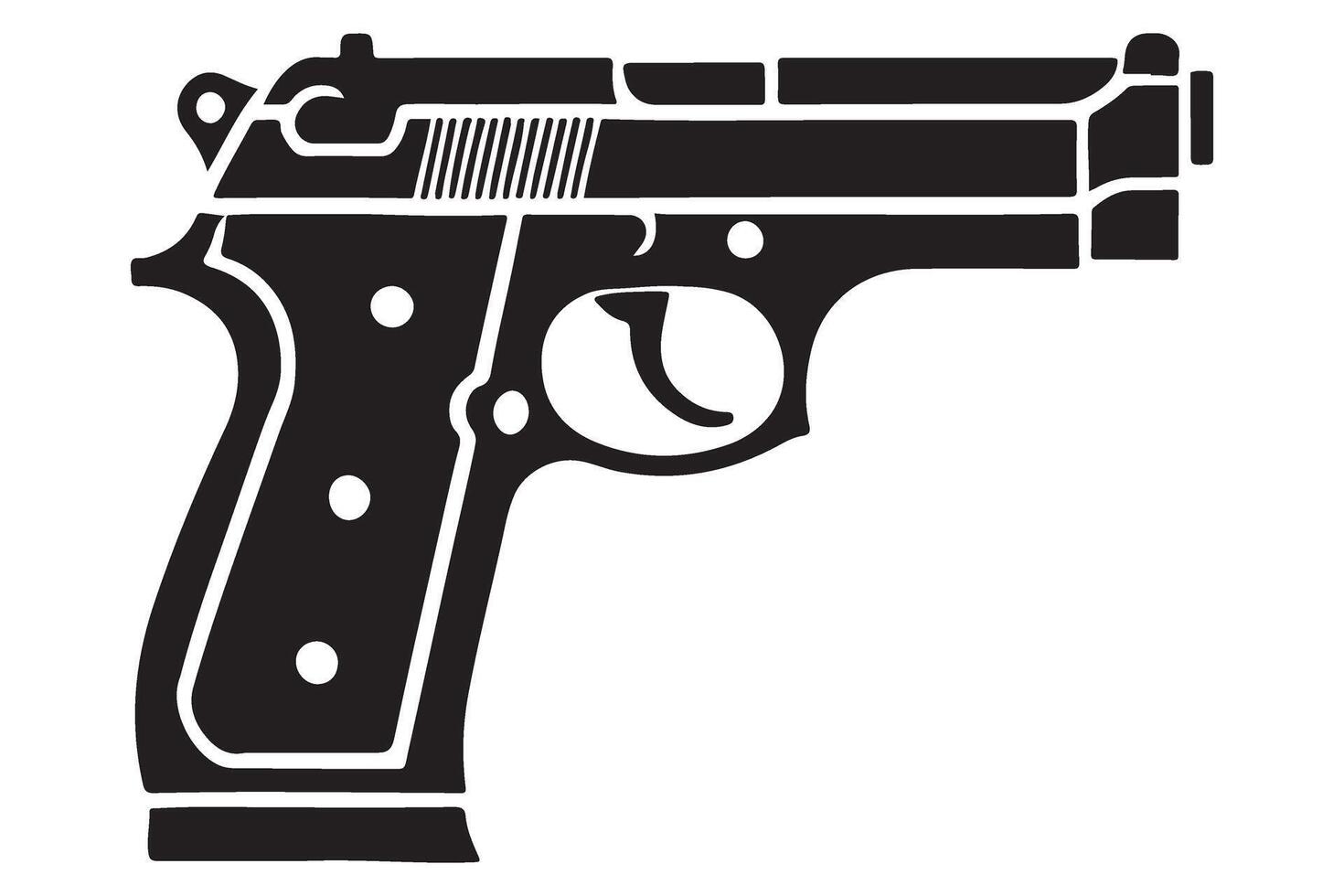Black Silhouette Illustration of Beretta 92FS Handgun vector