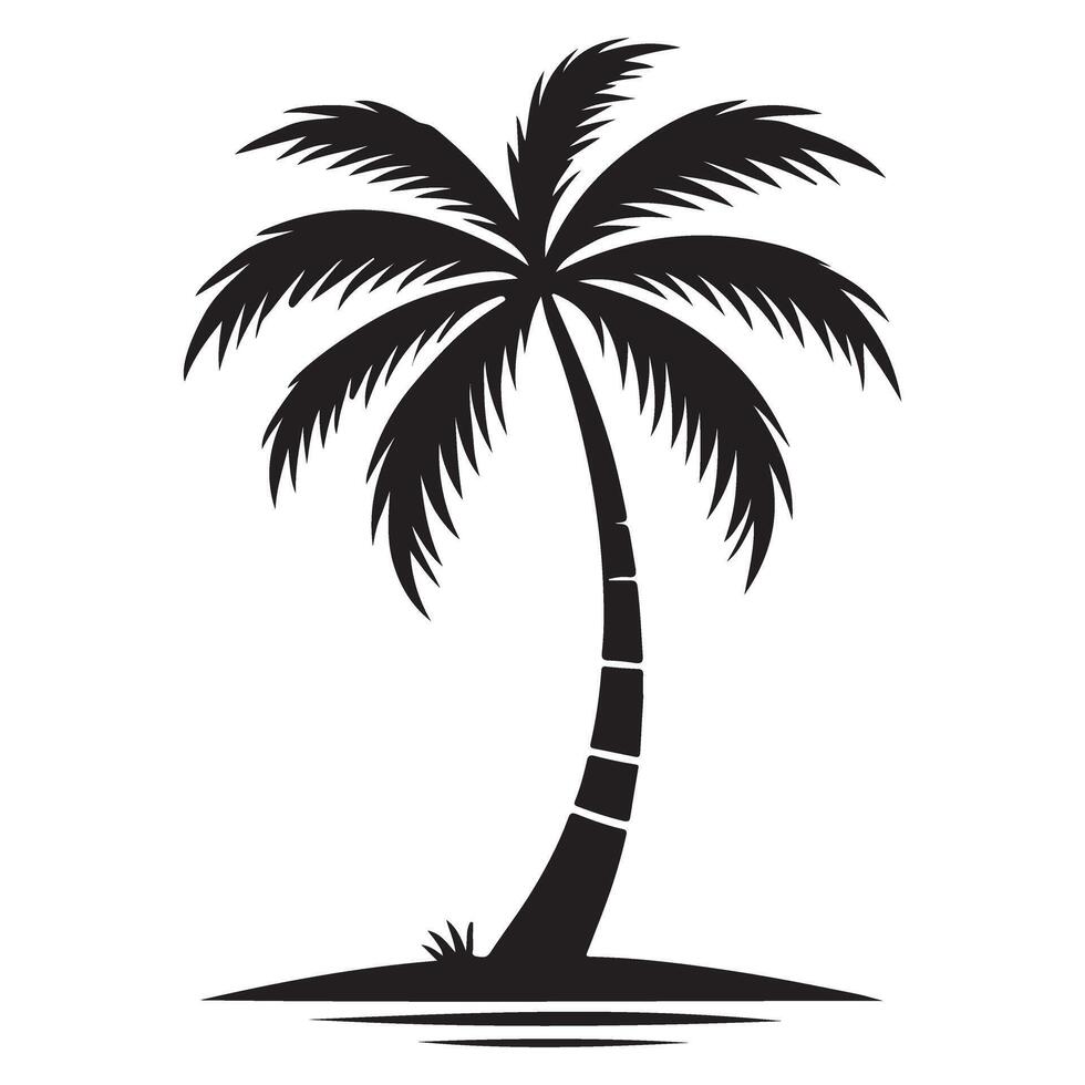 Tall Palm Tree Silhouette Illustration for Tropical Island Design vector